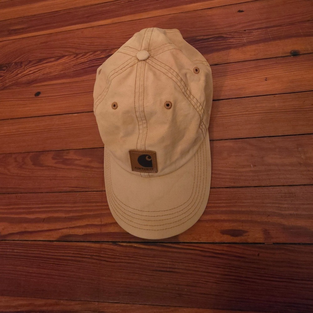 Carhartt Mens Tan Canvas Adjustable Baseball Cap Logo Patch Hat 100141